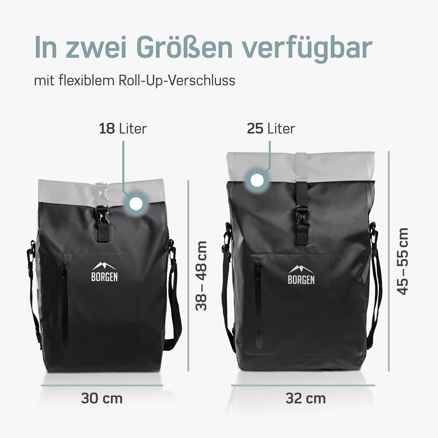 Borrow 3in1 waterproof bike bag for luggage rack - Reinforced straps (Innovation 2023) - Can be used as a bike backpack, luggage rack bag, bike bag, and backpack.