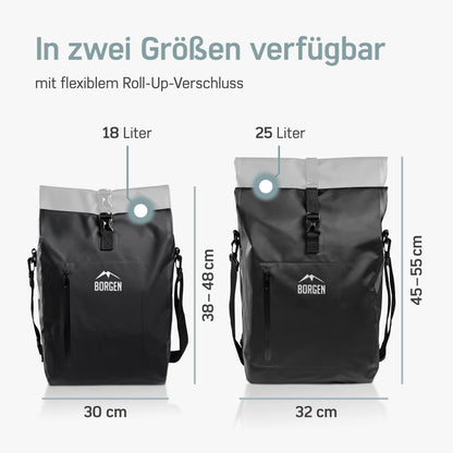 Borrow 3in1 waterproof bike bag for luggage rack - Reinforced straps (Innovation 2023) - Can be used as a bike backpack, luggage rack bag, bike bag, and backpack.