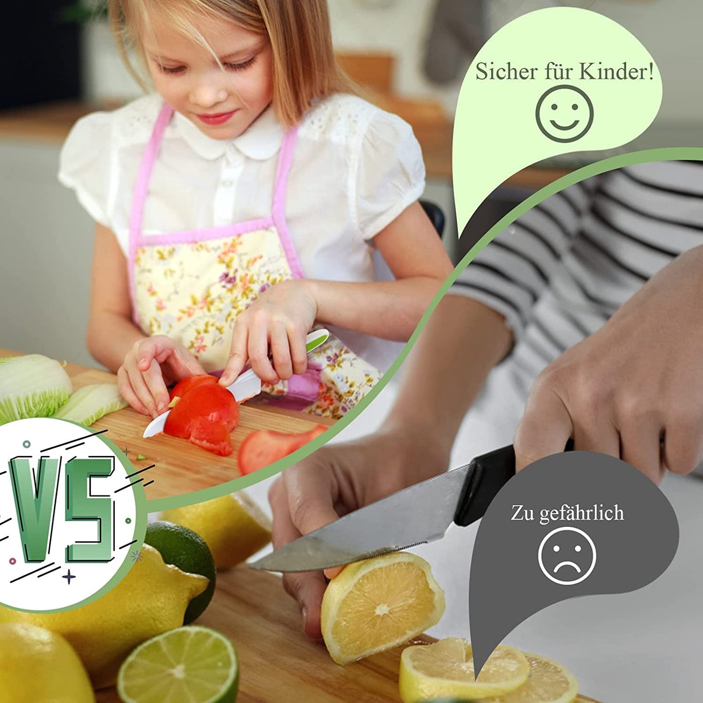 Children's Knife 16-piece children's kitchen knife set for cutting and cooking fruit or vegetables for toddlers, including wooden knife cutting board peeler children's scissors cookie cutters (fish)