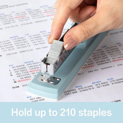 Deli desktop stapler, 2-pack, office stapler, 25-sheet capacity, includes 2000 staples and 2 staple removers, 2 pieces, blue.