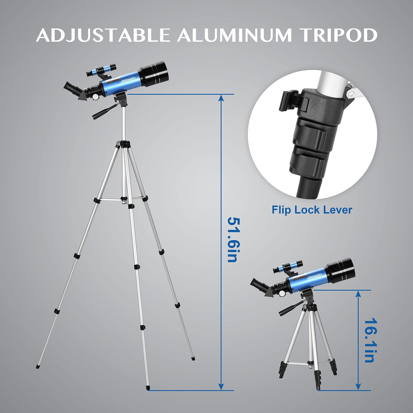 Aomekie Telescope Astronomy 70/400 Telescope for Kids Beginners Amateur Astronomers with Aluminum Tripod Smartphone Adapter and Moon Filter (40070)