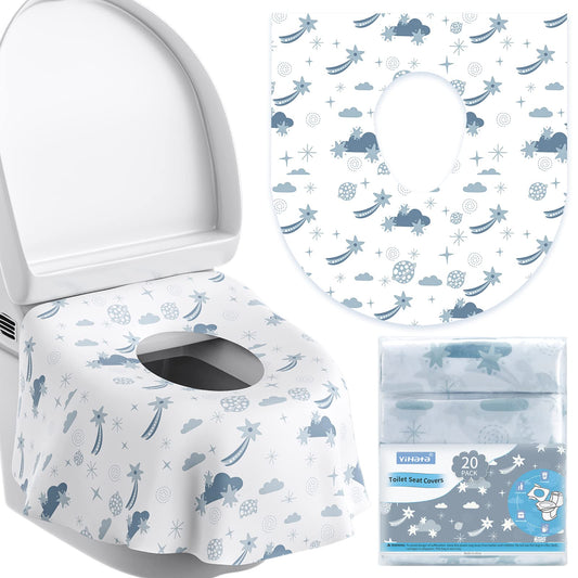 YIHATA 20 Pack Disposable Toilet Seat Covers for Kids and Adults. Universal Potty Training Liners for Toilet Seats. Individually wrapped for travel convenience.