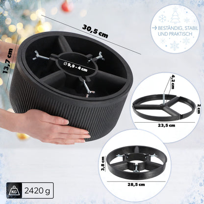 KADAX Christmas tree stand made of recycled plastic, for real trees up to 150cm tall. Graphite color.