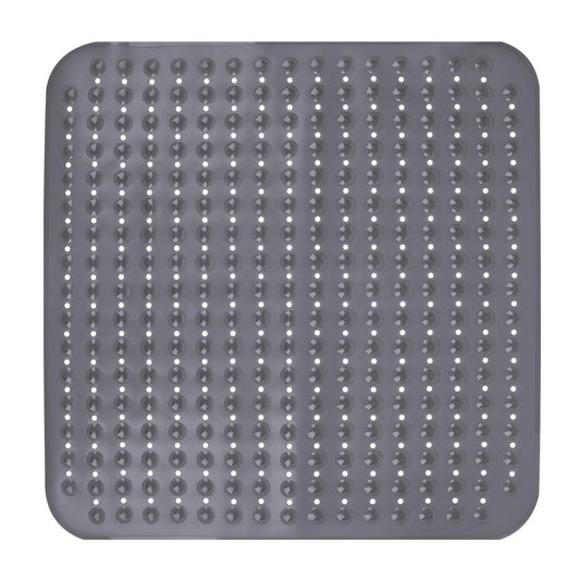 Leeko 80x80cm shower mats, non-slip bath mat with 285 suction cups and drainage holes, PVC material BPA free shower mat, mold-resistant, machine washable anti-slip bath mat (Grey)