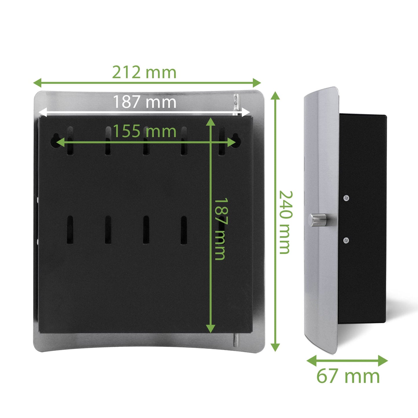 Banjado Design stainless steel key cabinet for 10 keys/ key storage cabinet 24 x 21.5 x 7cm with practical magnetic closure/ dandelion design 2