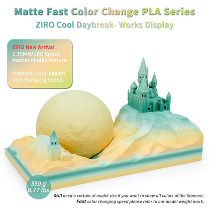 ZIRO Matt Multicolor PLA Filament 1.75mm, Fast Color Changing Matte 3D Printer Filament, 1kg Spool for Most FDM 3D Printers, Dimensional Accuracy +/-0.03mm, Cool Dawn.