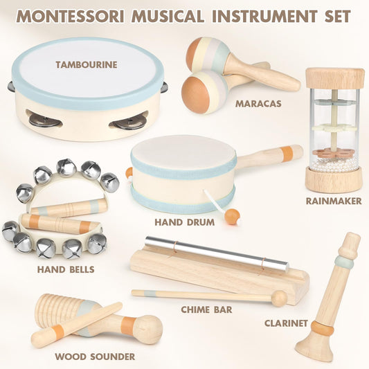 Musical instruments for kids, children's toys from 2 years, wooden toys, baby drum set, kids drum, percussion musical instruments, baby Montessori toys from 3 years.