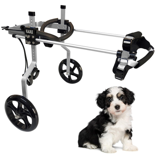KAJILE Adjustable 2-Wheel Dog Wheelchair, XXS-1 size for rehabilitation of disabled dogs' hind legs, Suitable height 18-22 cm, Width 10-14 cm, Length 12-17 cm.
