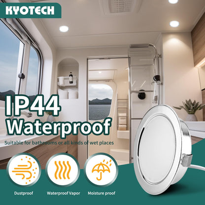 KYOTECH 6-Pack LED Furniture Light 230V, 3.5W LED IP44 G4 15mm Flat Furniture Recessed Light, 3000K Warm White, Kitchen Hood Light, Bathroom Recessed Spotlight, Kitchen Hood Lights (Chrome)