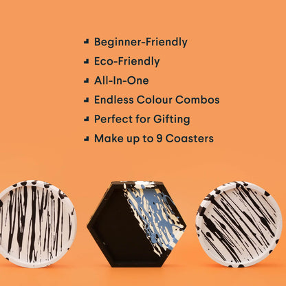 Noah Jesmonite & Terrazzo Starter Kit - Includes silicone molds, colors, gloves, sandpaper, cups, and stirrers - Gift idea (coasters/base colors)