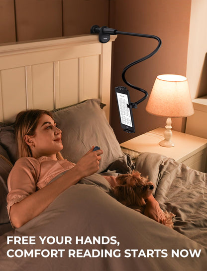 TRYONE Tablet Stand with RF Remote, adjustable swivel for reading on Kindle or eReaders. Includes Page Turner, suitable for Kindle Paperwhite, Oasis, Kobo, Pocketbook, and Tolino.