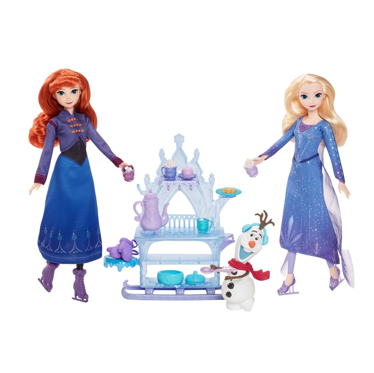Mattel Disney Frozen Olaf doll with accessories, Treats Sled with Olaf doll, mobile food cart, food items, and more, inspired by Frozen: Winterfest, JBG55.