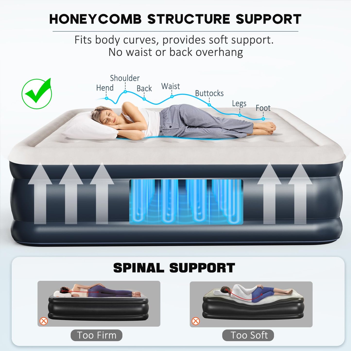 NALONE Air Mattress for 2 Persons, Self-Inflating Air Mattress with Integrated Pump, Self-Inflating Air Bed in 3 Minutes, Inflatable Mattress for Camping & Home Use (Queen)