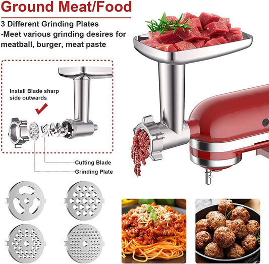 COFUN Meat Grinder Attachment for Kitchenaid, Meat Grinder with 4 Grinding Plates, 3 Sausage Stuffers for Kitchenaid, Meat Grinder Attachment for Kitchenaid Metal Grinder