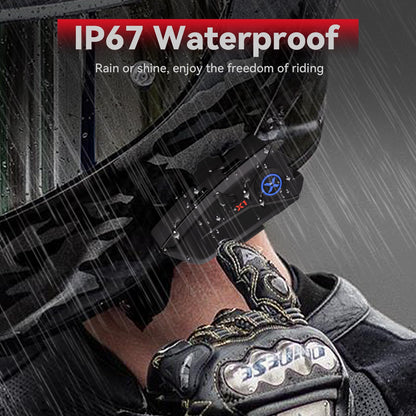 XGP X1 Motorcycle Bluetooth Headset V5.3 with voice assistant, 40mm helmet headphones with IP67 waterproof rating, motorcycle helmet Bluetooth 60 hours playtime for ski/snowboard.