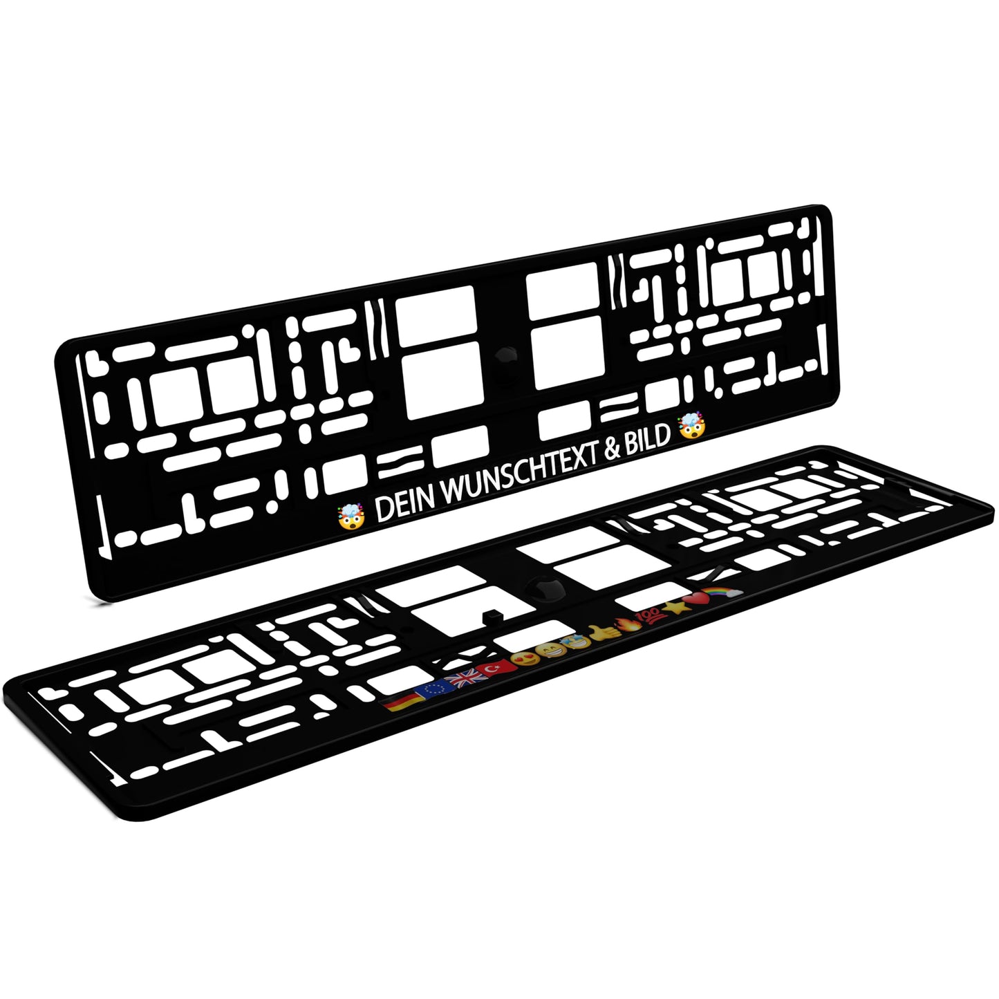 Bl4ckPrint - License Plate Holder Personalized with Custom Text - 2 Pieces License Plate Frames for Car - Weatherproof - Number Plate Holder - Vehicle Registration Plate Holder