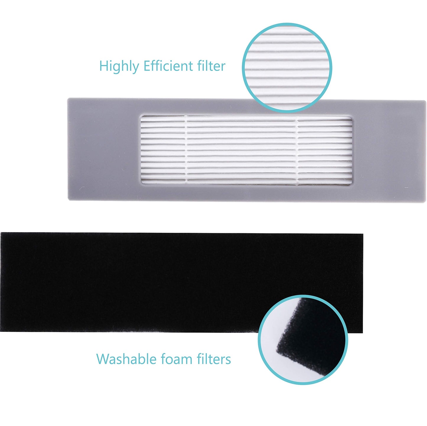 KEEPOW 15 pcs Replacement Parts Accessories Set for Ecovacs Deebot OZMO 950 920 yeedi 2 hybrid Vacuum Robot, (1 main brush + 3 filters + 8 side brushes + 3 mopping cloths)