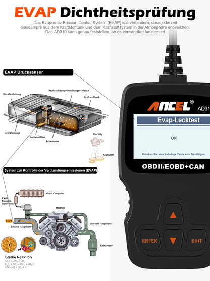 ANCEL AD310 OBD2 Car Diagnostic Tool, OBD-II Scanner Engine Fault Code Reader, Automotive Code Reader for All Vehicles since 1996 & Newer (Black)
