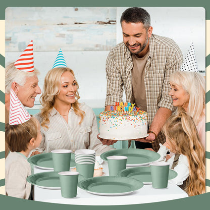 Nkaiso Grass Green Party Tableware, 96 Piece Colorful Paper Plates, Party Paper Plates Cups Napkins Party Plates Party Set Sweet Party, for celebrations like birthdays.