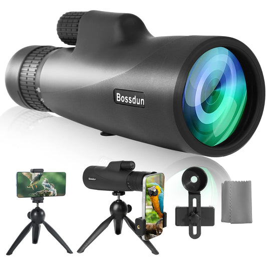 Monocular Telescope, 10-30X50 Zoom HD Monocular with IPX7 Waterproof Fogproof Shockproof, FMC BAK4 Prism Monocular Telescope High Power with Hand Strap Phone Adapter for Bird Watching Hunting Camping