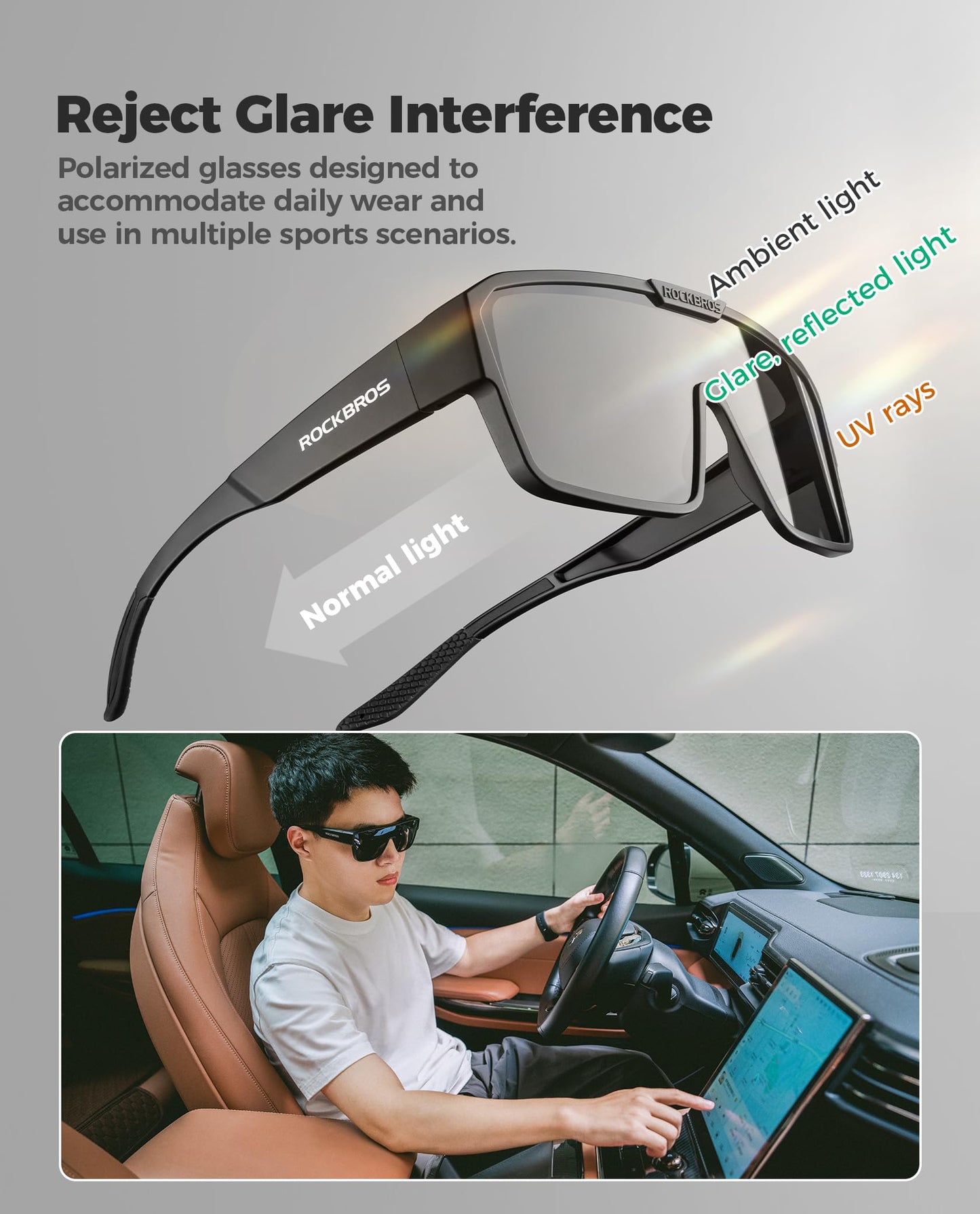 ROCKBROS Bike Glasses Polarized Fit Over Sunglasses Outdoor MTB Road Cycling Sport Goggles for Men and Women