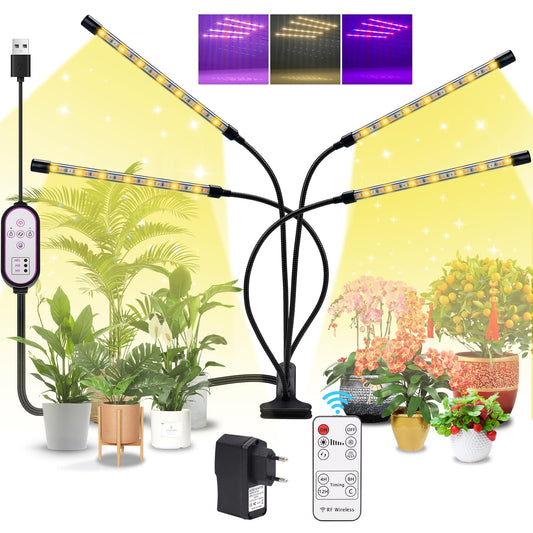 BOTIQUE Plant Light Full Spectrum LED Plant Lamp 80 LEDs LED Grow Lamp 6500K/3000K/660NM Growing Light for Timer, Remote Control, 3 Modes, 10 Levels of Brightness for Gardening
