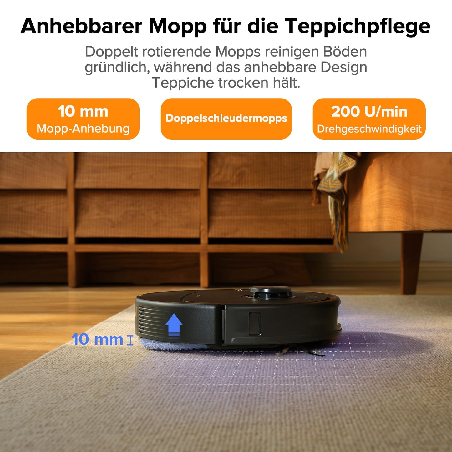 roborock Qrevo Pro Set robot vacuum with mopping function & lift-off mop, 7000Pa suction, FlexiArm Design™ edge cleaning, 60°C hot water mop wash, includes 2 extra mops, robot vacuum set (Black)