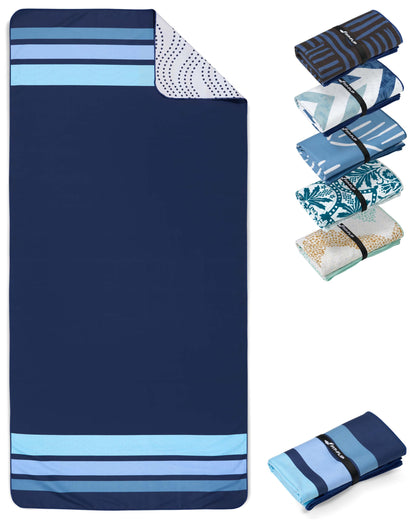 Fit-Flip beach towel XXL - microfiber bath towel - beach towels lightweight and fast-drying - 100% recycled microfiber towel - beach towel for swimming (Clean Stripes 200x90cm)