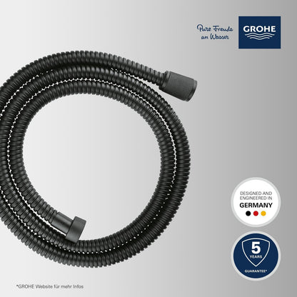 GROHE Vitalioflex - Metal shower hose (1500 mm, reinforced design, kink-resistant, heat-resistant), matte black, 27502KS1