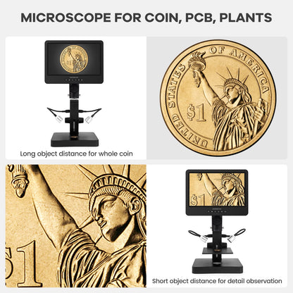 Andonstar AD249S-P 10.1 inch HDMI Digital Microscope, 4000 x 3 lens 2160P UHD video recording, biological microscope kit for adults, coin microscope for error coins