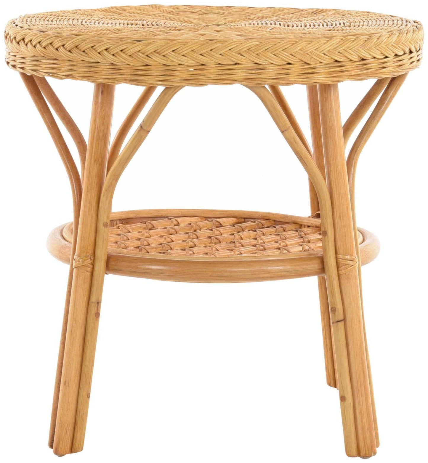 Basket-Outlet Rattan Table/Side Table Round/Coffee Table Rattan Table Shelf (Honey)
