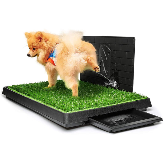 Hompet dog toilet with tray dog potty for small dogs lawn mat potty training pad with urine separator, indoor dog toilet balcony ideal puppy toilet for small big dogs (76x51cm)