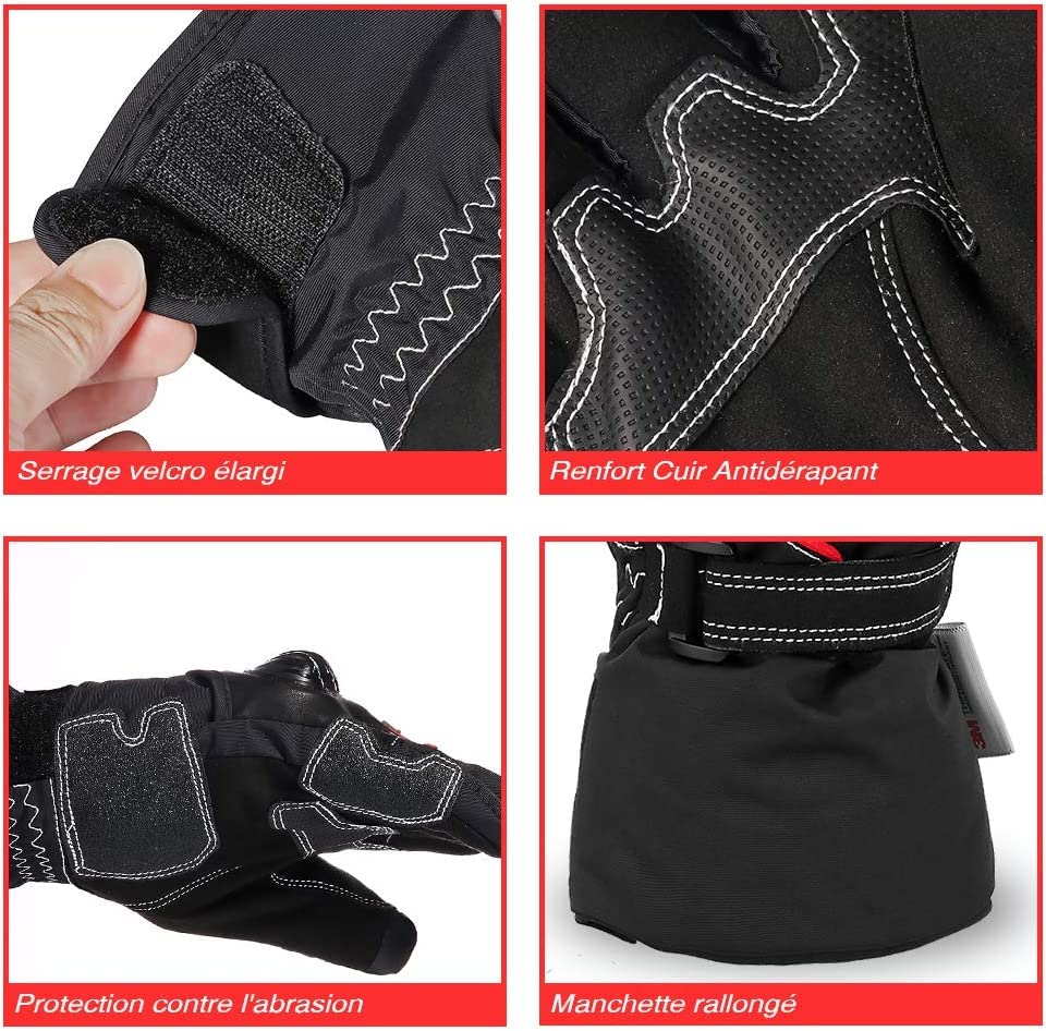 Motorcycle gloves, Warm motorcycle gloves, Winter touchscreen gloves, Gloves for men and women Waterproof, Windproof & Non-slip, multiple reinforcements and protectors for Motocross.
