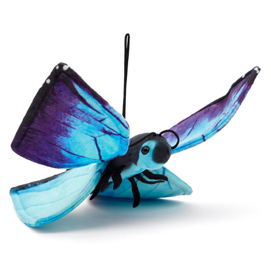 Zappi 100% recycled plush Blue Morpho Butterfly toy (28.5cm width) Stuffed, soft, cuddly, eco-friendly animal collection for newborn baby, first child.