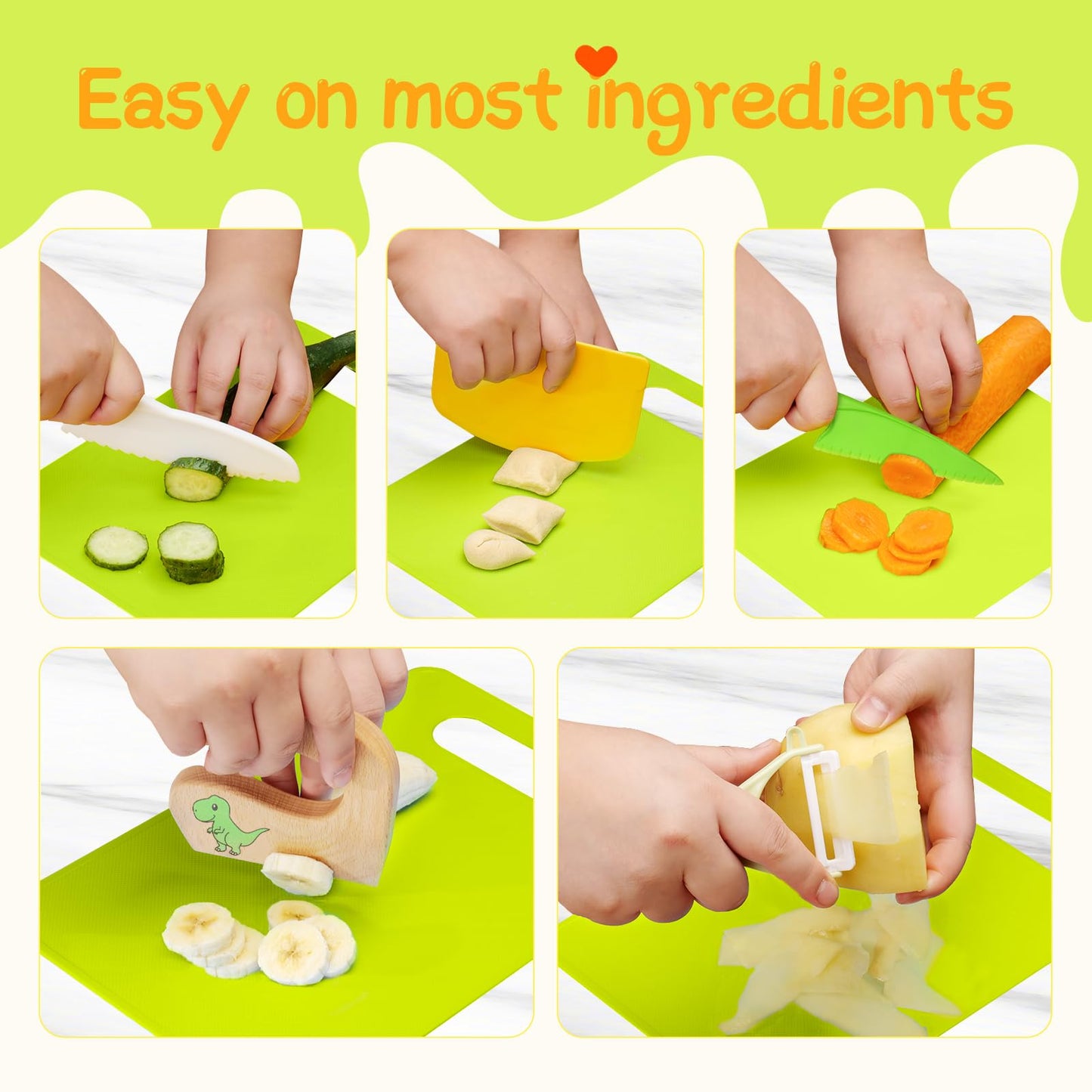 Children's knife 20-piece children's safety cooking knife kitchen knife set with vegetable cutters, wooden knife, cutting board etc. Montessori toy as a birthday gift for children from 2 years old.