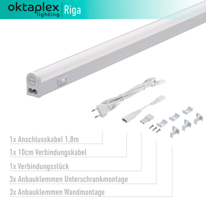 Octaplex Riga LED under cabinet light for kitchen 84cm neutral white 4000K light strip expandable under cabinet light 1270 lumens 12.7W 230V with switch.
