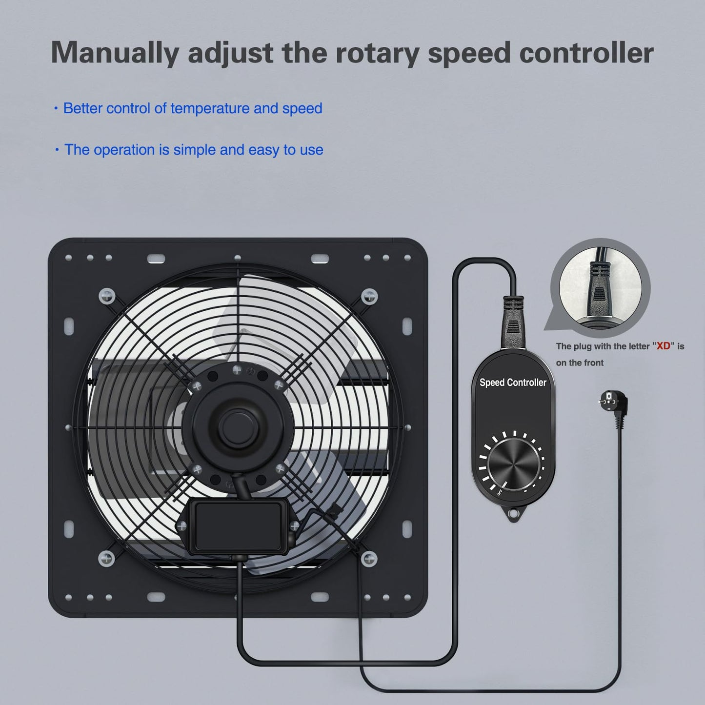 Aygrochy 250mm adjustable exhaust fan, industrial wall fan for heating, cooling, booster, grow tents, hydroponics, home use, ventilation and exhaust fan