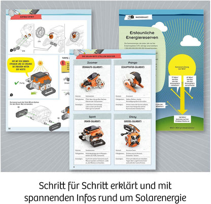 KOSMOS 620677 Solar Bots, Build 8 solar models, robot kit with solar-powered motor, solar cell with motor, experiment kit for children aged 8-12 years.