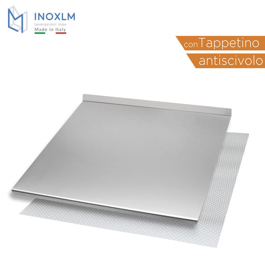 INOXLM Stainless Steel Cutting Board for Kneading, Stainless Steel Countertop in various sizes for kitchen, bar, restaurant, stainless steel kneading board with folding stand and tiered rack.