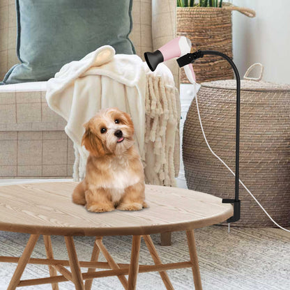Linkidea hands-free hair dryer holder made of stainless steel, adjustable hair dryer holder for dog and pet grooming, for the desk (black)