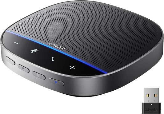 Anchor PowerConf S500 Conference Speaker with Zoom certification, USB-C Bluetooth speaker for calls, conferences, microphones for intelligent voice recording, black.