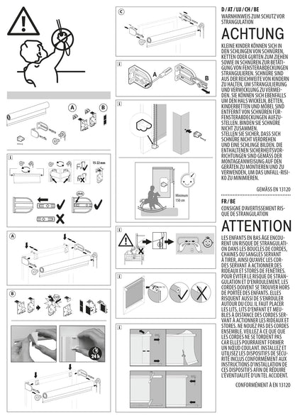 Deco Company Thermo-Rollo without drilling, with thermal backing, clamp mounting, highest light reflection, energy-saving, light-tight, all mounting parts included, black, 100 x 150 cm.