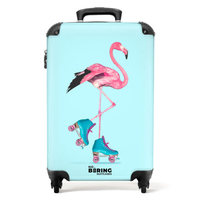 NoBoringSuitcases.com® Kids Suitcase Teenage Girls Gifts Trolley Carry-On Suitcase Luggage Children - Flamingo - Pink - Blue - Kids Suitcase Girls, 55x40x20