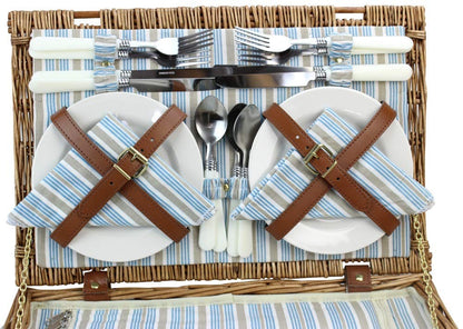 HappyPicnic Wicker Picnic Basket Cutlery Set Picnic Basket Insulated Cooler Bag Picnic Set Basket made of wicker, for camping, outdoor, Christmas