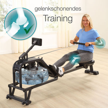 maxVitalis rowing machine water, rowing machine with water resistance, home rowing machine, space-saving and authentic rowing feel