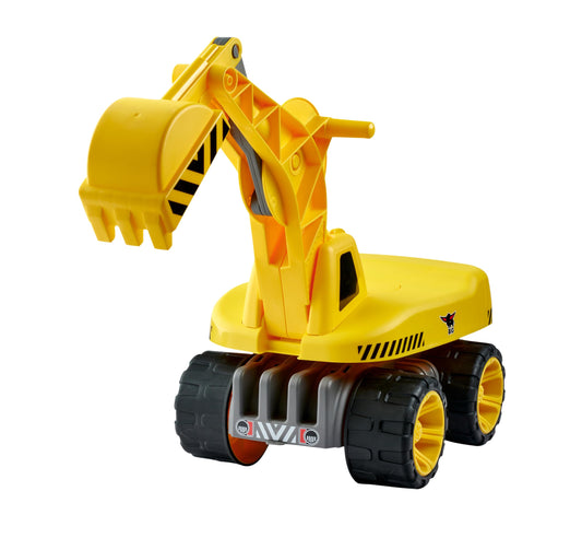 BIG - Power-Worker Maxi-Digger - Children's vehicle, suitable for sand play and as a toy for the playroom, sit-on digger for up to 50 kg, for children ages 3 and up, Yellow