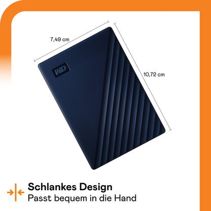 WD My Passport for Mac external hard drive 2TB (mobile storage, USB-C compatible, downloadable software, password protection, Mac compatible, easy to use) midnight blue