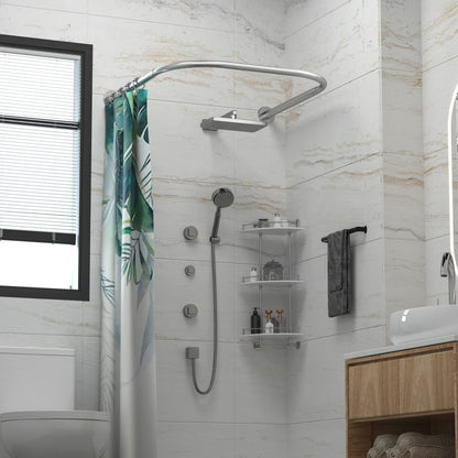 Thank you Eck shower curtain rod, adjustable, stainless steel, U-shaped, no drilling, for bathroom, clothing store (U-shaped silver, length on both sides: 80-120 cm, middle width: 88-110 cm)