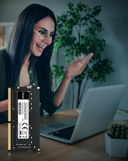 Lexar SODIMM DDR4 16GB, 3200 MHz Laptop RAM, 260-Pin SODIMM Laptop memory, High-performance SO-DIMM, PC computer memory, High-performance CL22-22-22-52 desktop memory, 1.2V