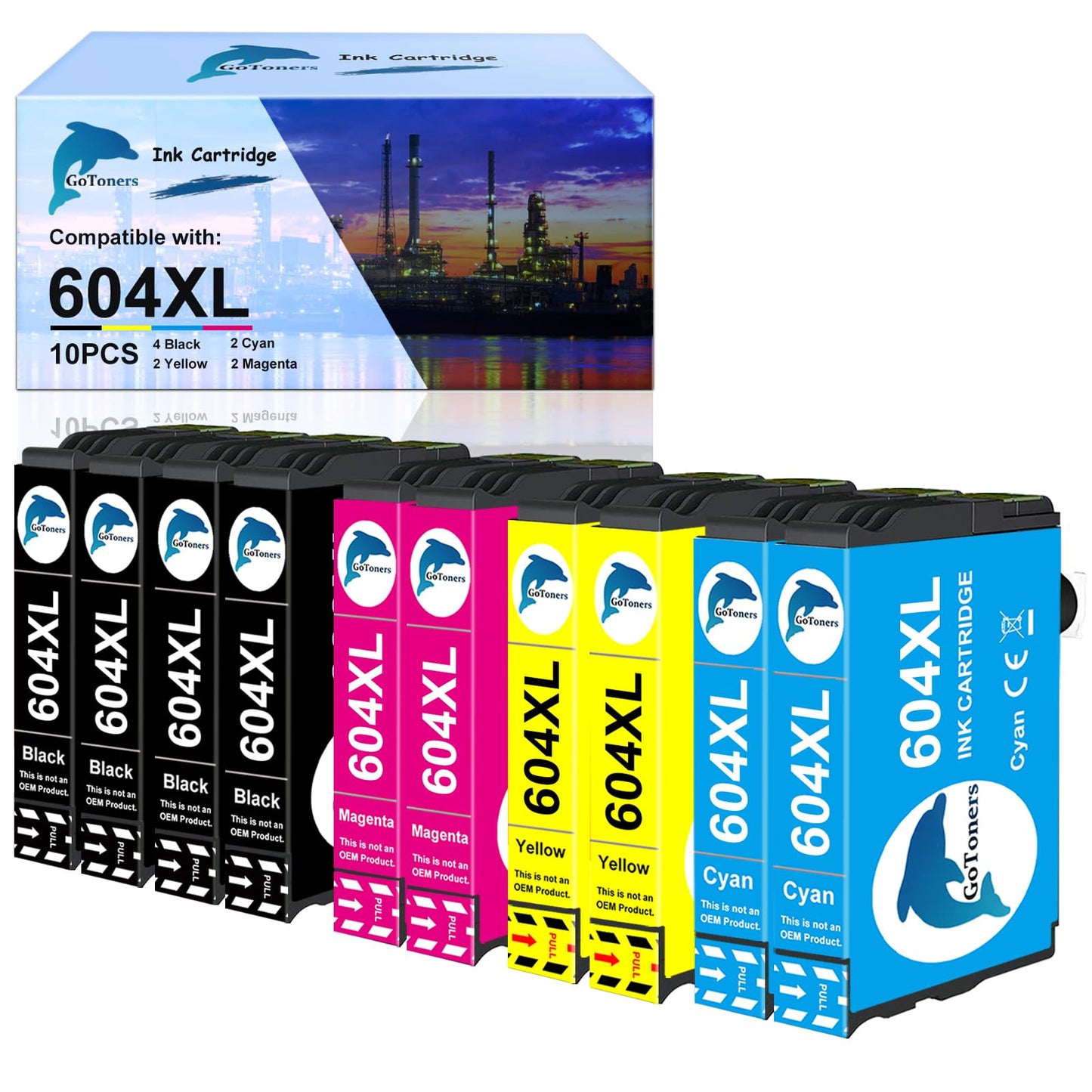 GoToners 604XL cartridges compatible with Epson 604 XL printer cartridges for Expression Home XP-3200 XP-3205 XP-4200 XP-4205 XP-2200 XP-2205, Workforce WF-2910 WF-2930 WF-2935 WF-2950 (10-pack)